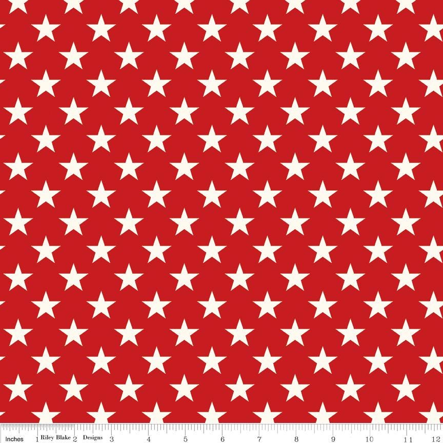 Freedom Garden Stars - Red by My Mind's Eye for Riley Blake Designs - Sold in 1/2 yard increments, continuously cut. C15622-RED