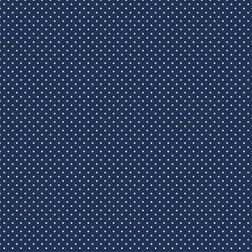 White Swiss Dot on Navy by Riley Blake Designs - C670-21 - Sold in 1/2 yard increments, continuously cut