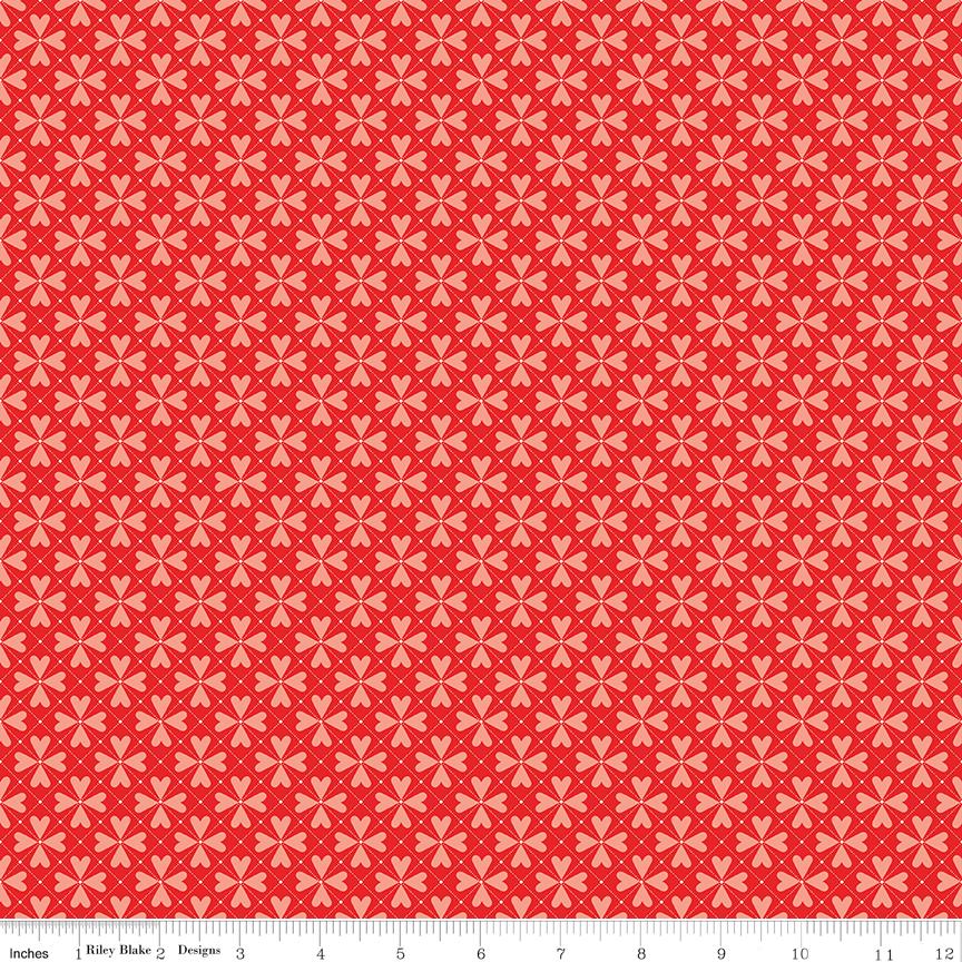 You & Me Hearts Grid - Red C15405 by Sandy Gervais for Riley Blake Designs- 1/2 yard increments, continuously cut