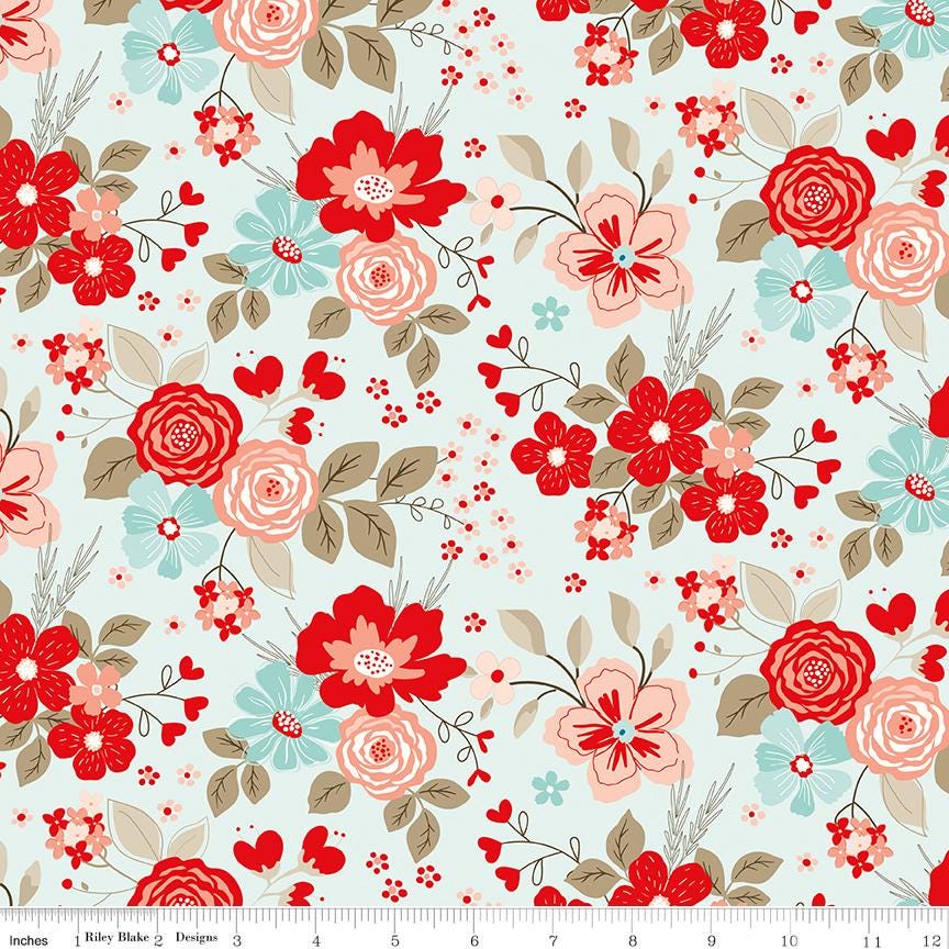 You and Me Mist Main - C15400 by Sandy Gervais for Riley Blake Designs - 1/2 yard increments, continuously cut