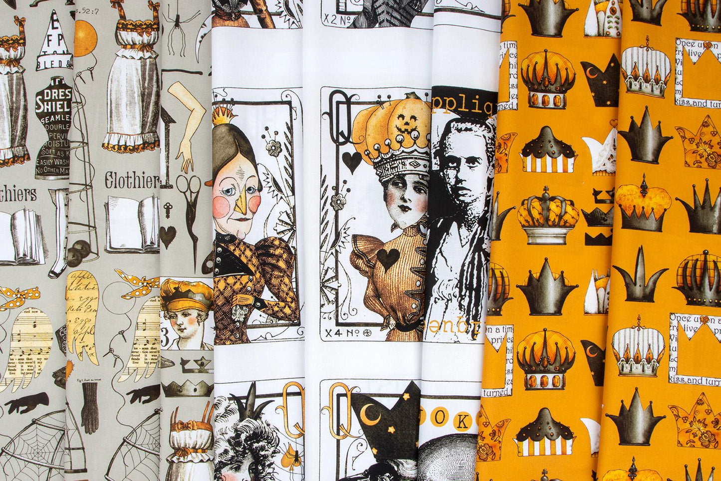 Queen of We'En Crowns White - J. Wecker Frisch for Riley Blake Designs - 1/2 Yard Increments Continuous