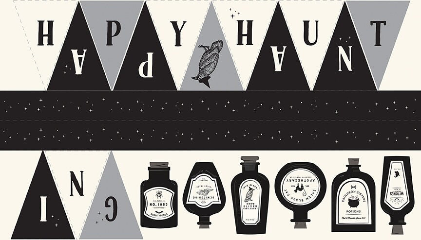 Sophisticated Halloween Bunting Panel - 24 X 42" My Minds Eye for Riley Blake Design - Sold by the Panel