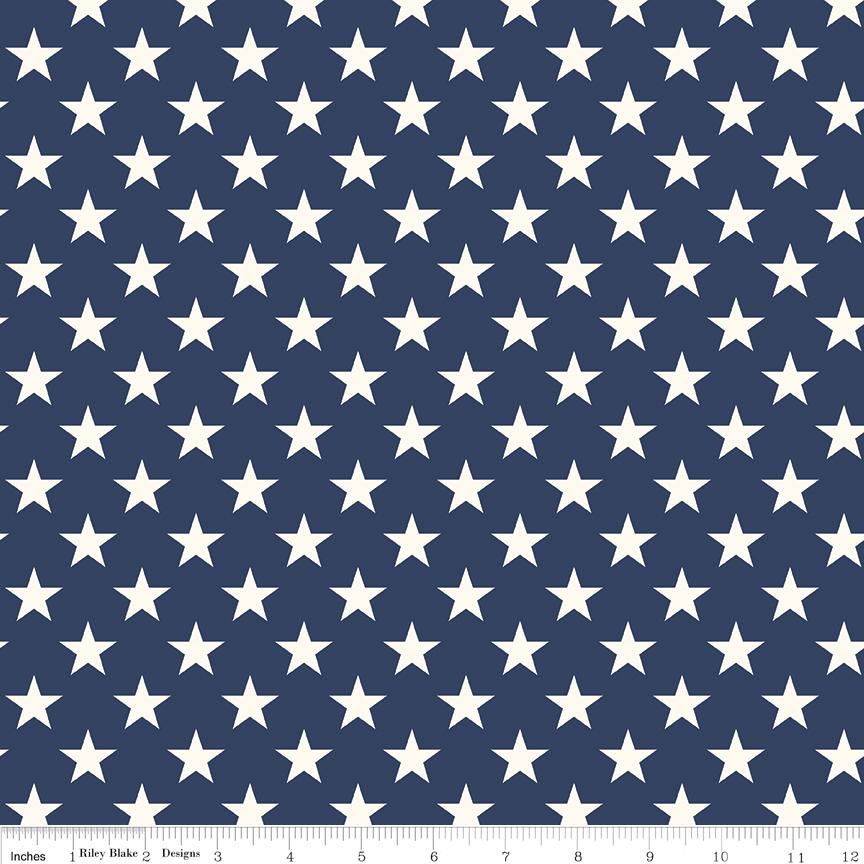 Freedom Garden Stars - Blue - by My Mind's Eye for Riley Blake Designs - sold in 1/2 yard increments, continuously cut. C15622-BLUE