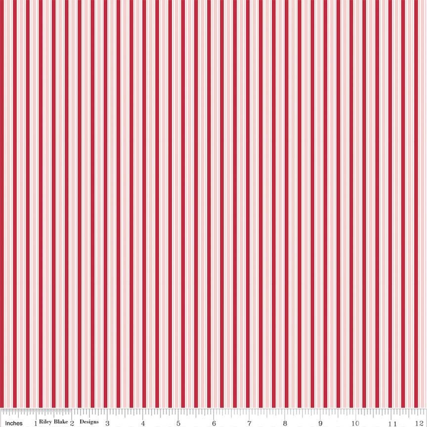 Berry Market Stripes - Frosting by Bev McCullough for Riley Blake Designs - Sold in 1/2 Yard increments, continuously cut C15745- FROSTING