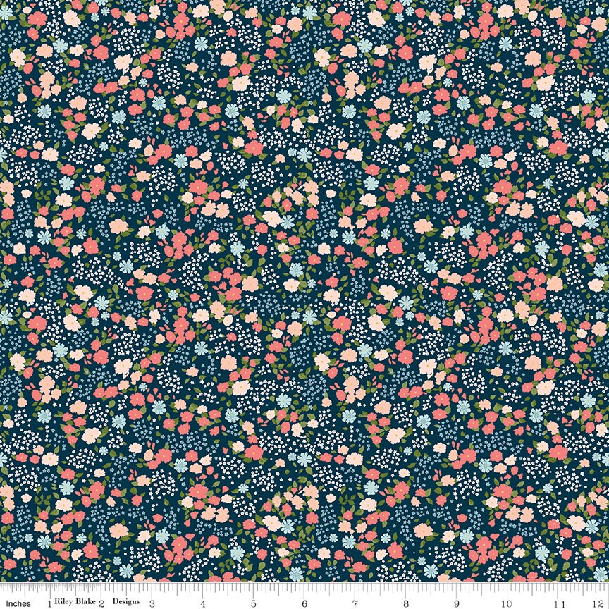 Day in the Life Floral - Oxford - Echo Park Paper for Riley Blake Designs - 1/2 yard continuously cut