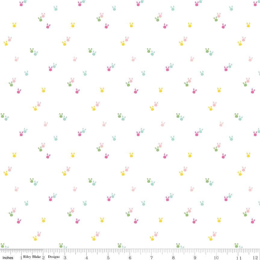 Seasonal Basics Bunnies White - C656 by Christopher Thompson for Riley Blake Designs - 1/2 Yard increments, continuous cut