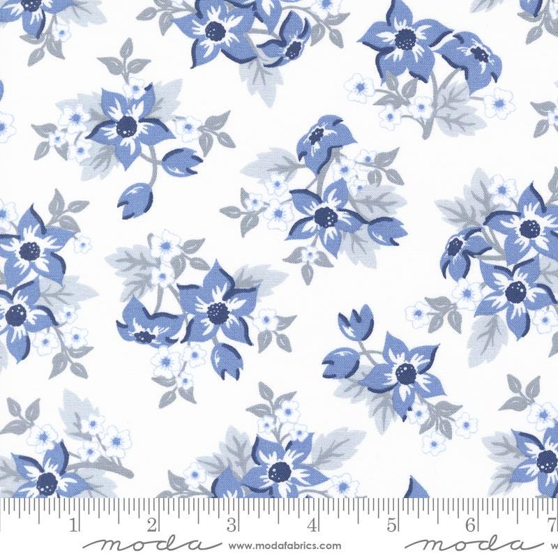 Star Spangled- Dawn Blue Floral 4th of July Print by April Rosenthal for Moda Fabrics- sold in 1/2 yard increments, continuously cut