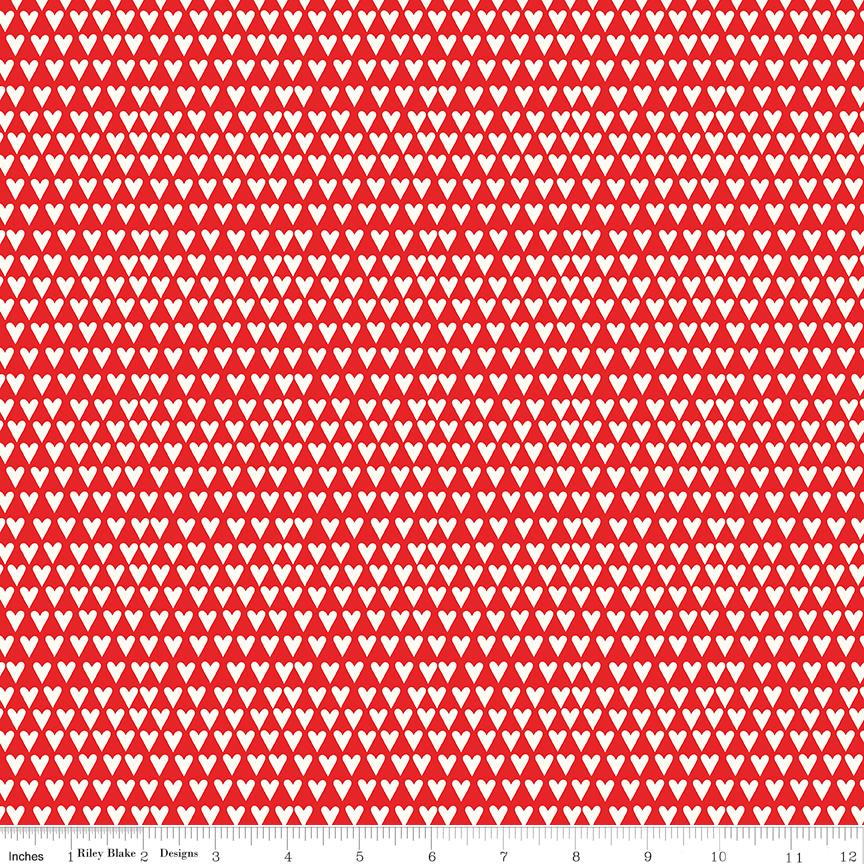 You & Me Hearts - C15403 RED by Sandy Gervais for Riley Blake Designs - 1/2 yard increments, continuously cut