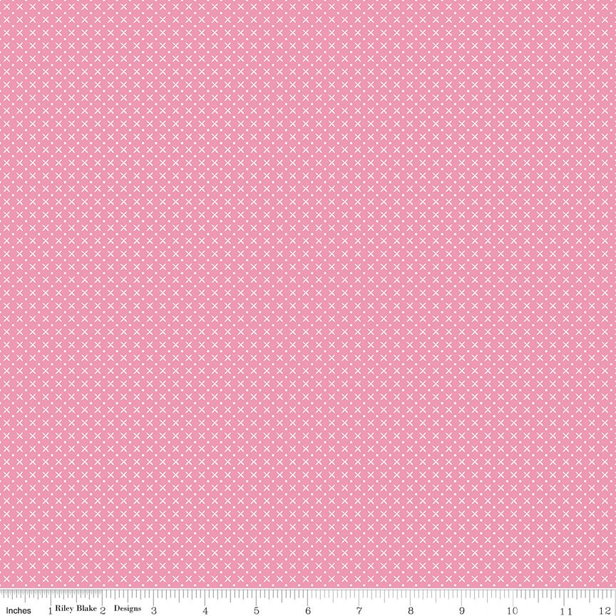 Tulip Cottage Stitches Rose - C14267 by Melissa Mortenson for Riley Blake Designs - Cut in 1/2 Yard Increments, Continuous Cut