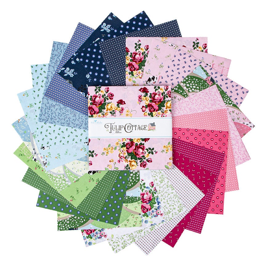 Tulip Cottage Flower Dots C14264-Navy by Melissa Mortenson for Riley Blake Designs - sold in 1/2 yard increments, continuous cut