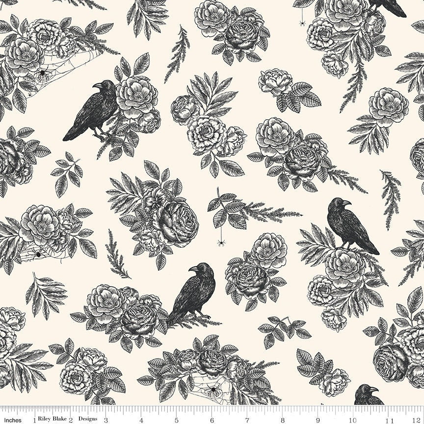 Sophisticated Halloween Main Cream by My Minds Eye for Riley Blake Designs - Sold in 1/2 yard increments, continuous cut