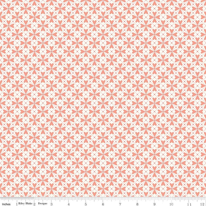 You & Me Hearts Grid- Cream C15405 by Sandy Gervais for Riley Blake Designs - 1/2 Yard increments, continuously cut
