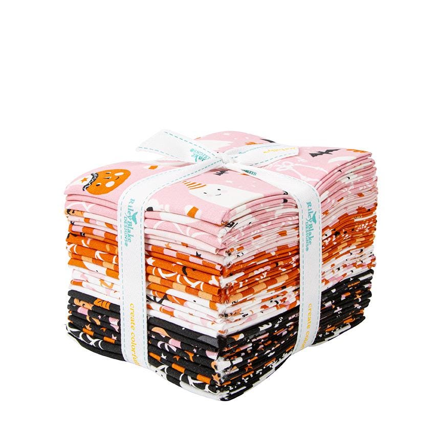 Hey Pumpkin 24 piece Fat Quarter Bundle by My Mind's Eye for Riley Blake Designs - 24 18x21" pieces - 100% Cotton Halloween Quilting Fabric