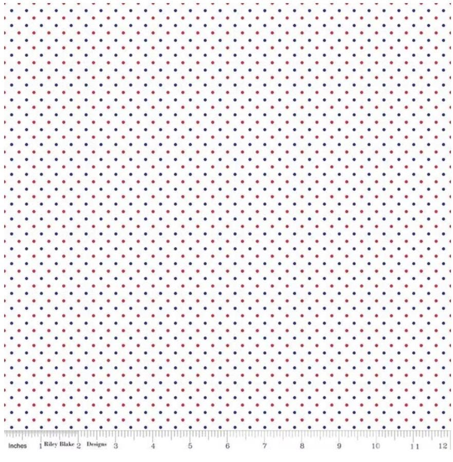 Swiss Dot on White Patriotic- Riley Blake Designs - C660 - Sold in 1/2 yard increments, continuously cut