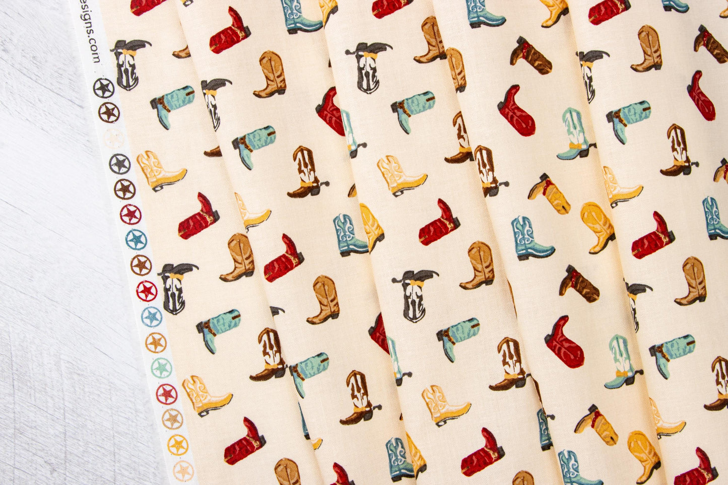 Cowboys Boots Cream - C15492-CREAM by Echo Park Paper for Riley Blake Designs - 1/2 yard increments, continuous cut