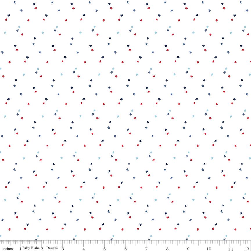 Seasonal Basics Stars White by Christopher Thompson for Riley Blake Designs - sold in 1/2 yard increments, continuous cut