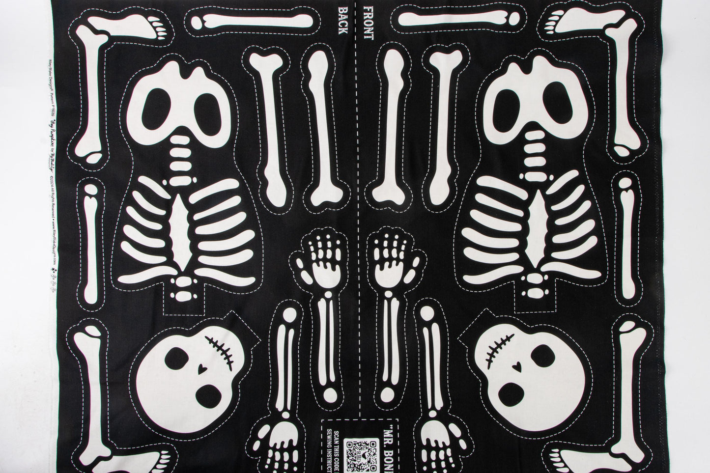 Mr. Bones Jr. Skeleton Panel - Hey Pumpkin by My Mind's Eye for Riley Blake Design - P16039 - Halloween Skeleton Soft Toy - Panel 24 X 43".