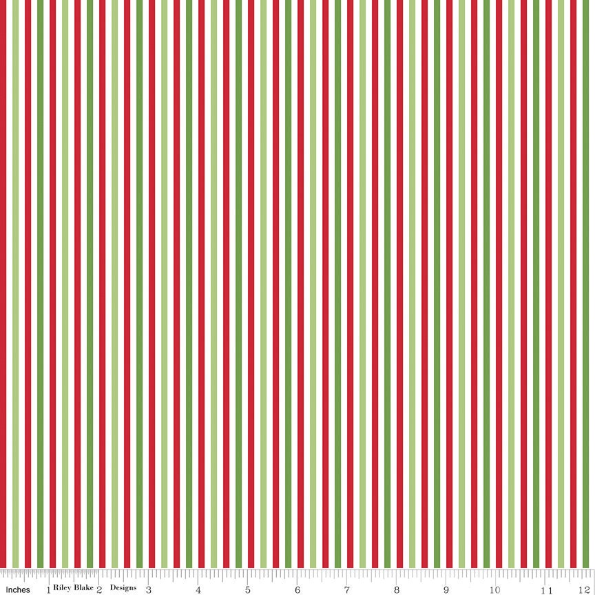 C495- Christmas Stripe 1/8" by Riley Blake Designs - Sold in 1/2 yard increments, continuous cut
