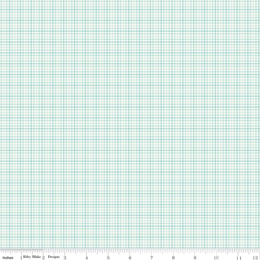 You & Me Plaid Aqua- C15406 by Sandy Gervais for RIley Blake Designs - 1/2 yard increments, continuously cut