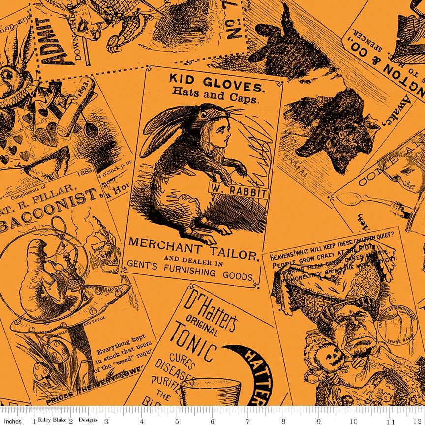 Mad Masquerade Card Toss- Gray, White or Orange - CD11957 - J. Wecker Frisch for Riley Blake Designs - 1/2 Yard continuously Cut
