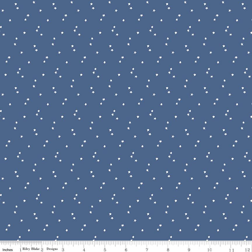Seasonal Basics Stars Blue by Christopher Thompson for Riley Blake Designs - Sold in 1/2 yard increments, continuous cut