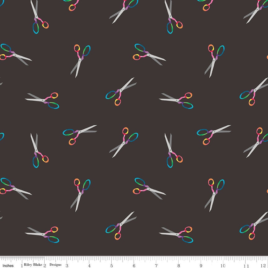 Make Snip Snip C13423 By Kristy Lea for Riley Blake Designs - Select Black or White - 1/2 Yard Continuous Cut