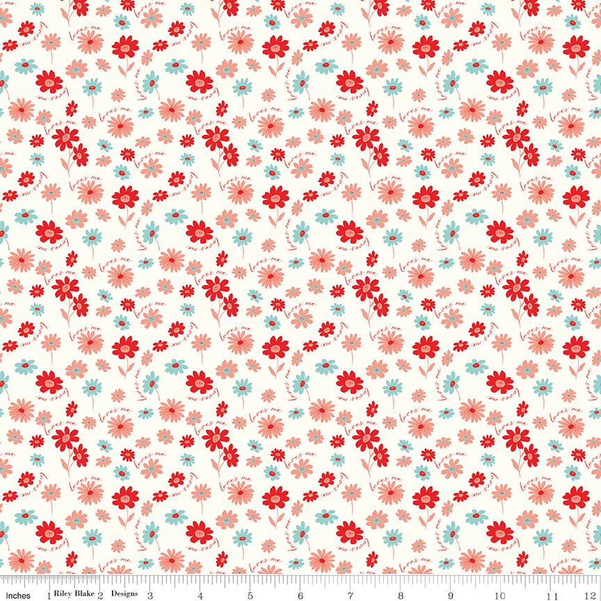 You & Me Loves Me - Cream C15401 by Sandy Gervais for Riley Blake Designs - 1/2 yard increments, continuously cut