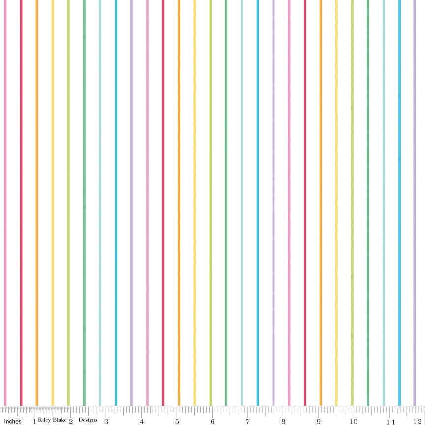 Sunshine Blvd Stripes - C12103-White by Damask Love for Riley Blake Designs - 1/2 Yard Continuous Cut