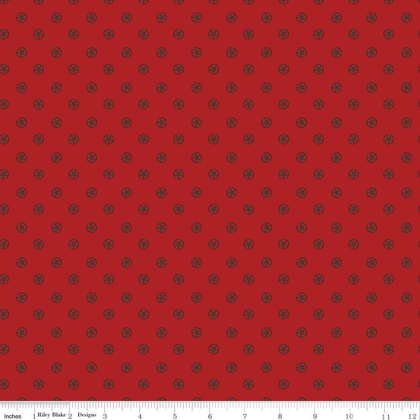 Cowboys Circle Stars Barn Red -C15498-BARNRED by Echo Park Paper for Riley Blake Designs - 1/2 yard increments, continuous cut