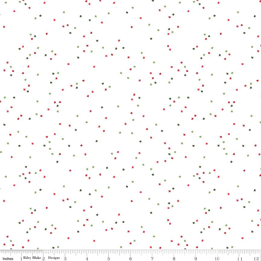 Blossoms on White - Santa Claus - C730-SANTACLAUS by Riley Blake Designs - Sold in 1/2 yard increments, continuous cut