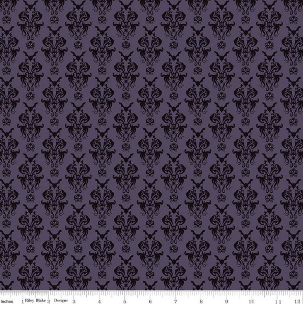 Spooky Hollow Damask Eggplant - Riley Blake