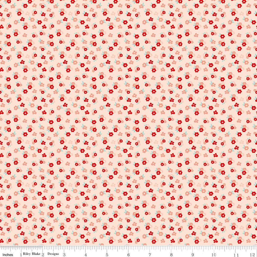 You & Me Tossed Floral - C15404 Pink by Sandy Gervais for Riley Blake Designs- 1/2 Yard increments, continuously cut
