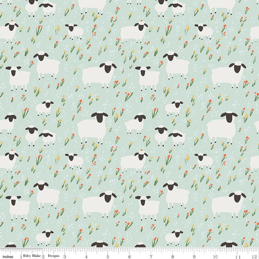 Little Lambs Flannel - Multiple Colors - by Riley Blake Designs F16027 - sold in 1/2 Yard increments, continuously cut