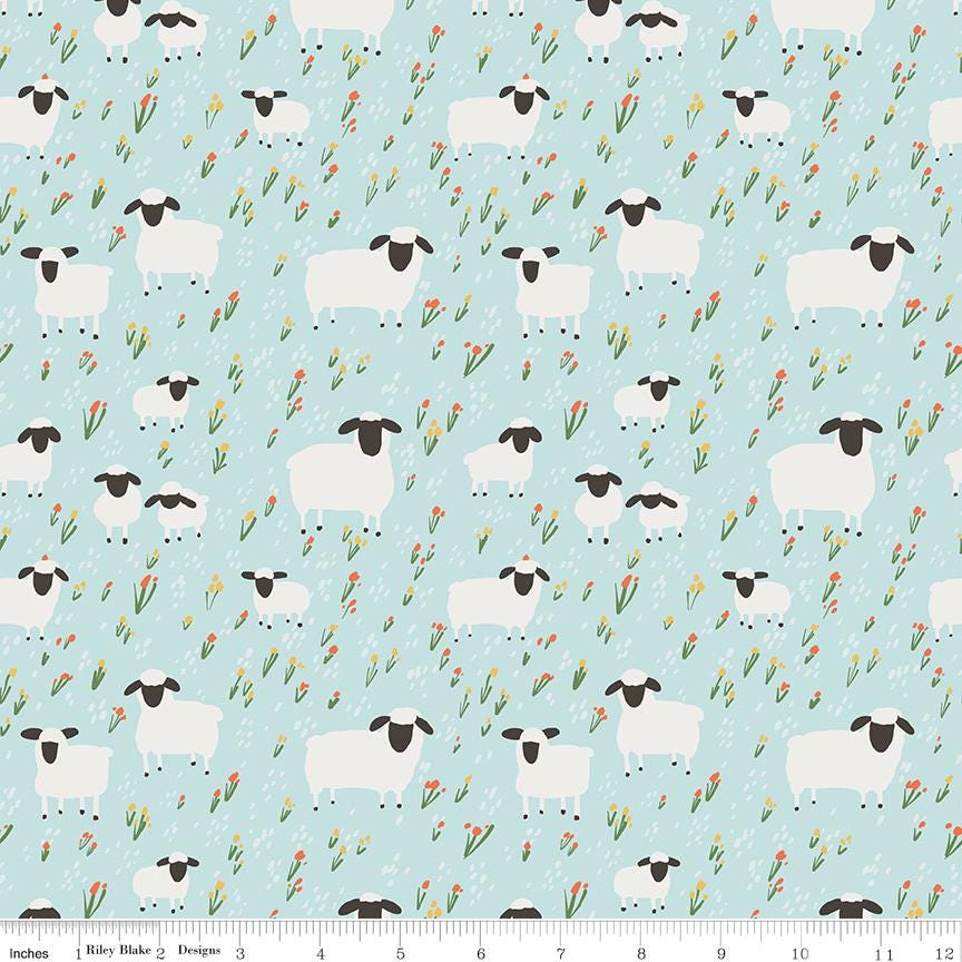 Little Lambs Flannel - Multiple Colors - by Riley Blake Designs F16027 - sold in 1/2 Yard increments, continuously cut