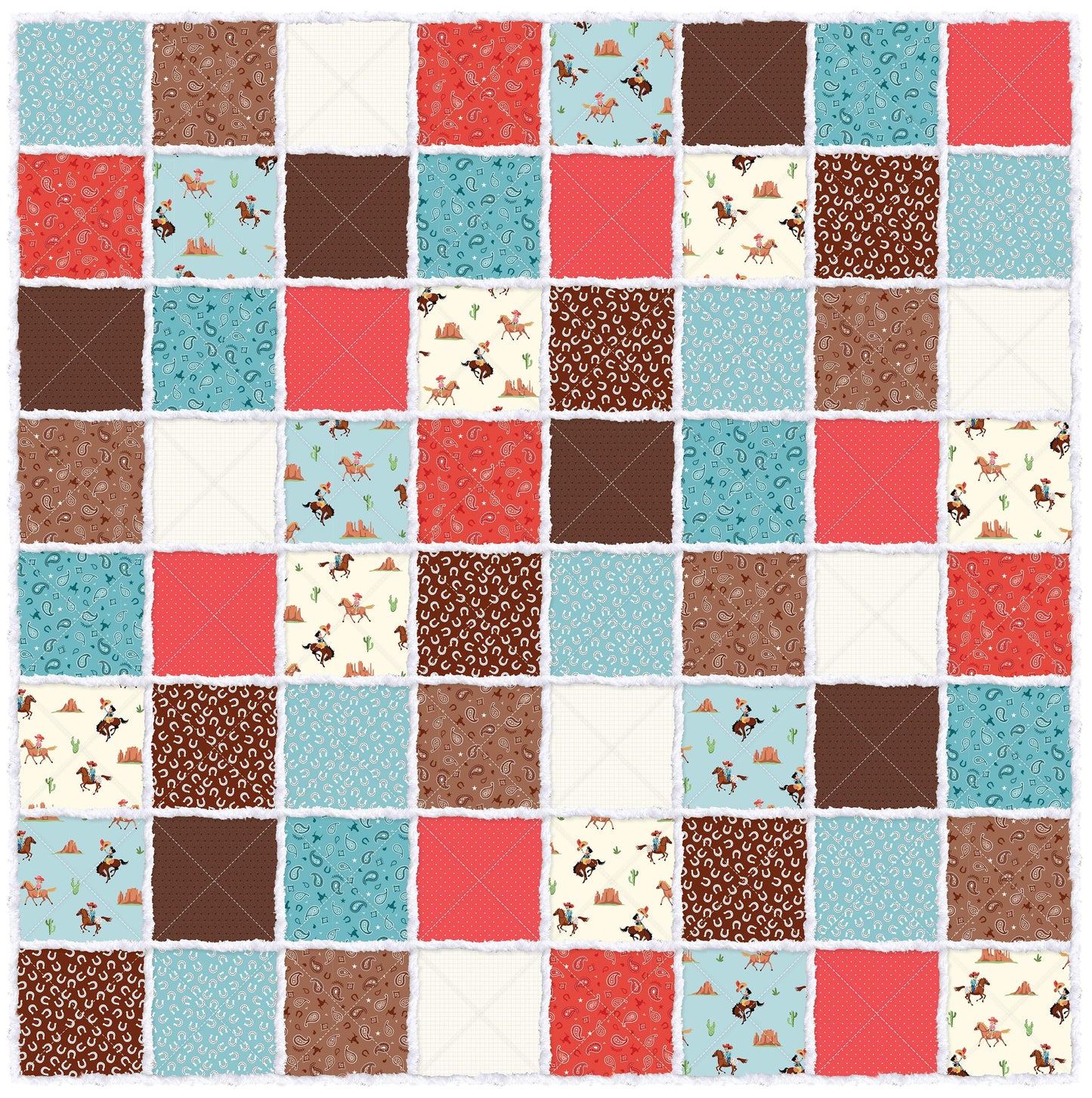 Lil' Buckaroo Flannel Fabric Set by Riley Blake. Quilts for Baby Cowboys - Baby Quilts, Rag Quilts, and Soft Toys. 9 Pieces Multiple Sizes.