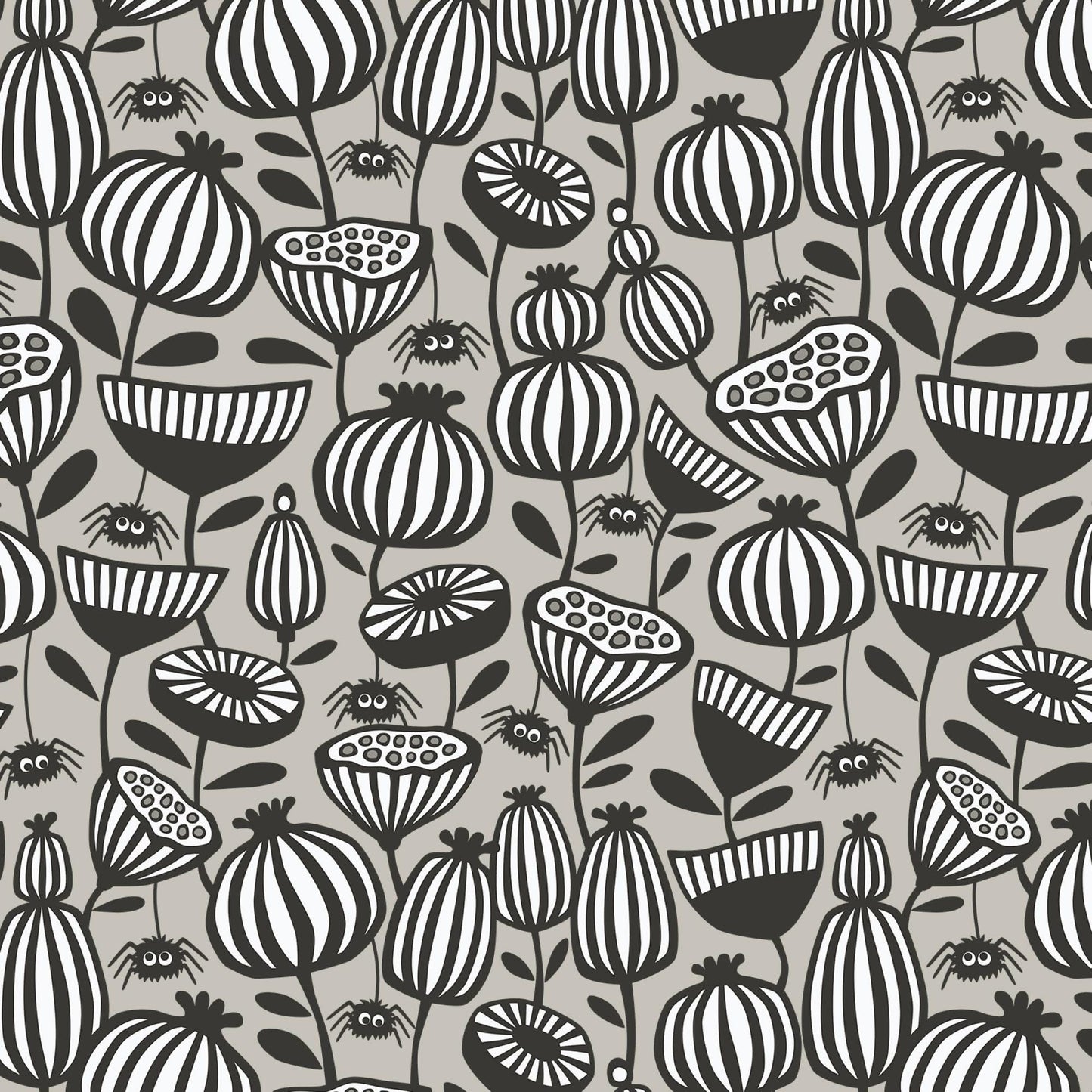 Gothic Whimsy Halloween Fabric by Cloud 9 Fabrics - Spiders Garden 227996 - sold in 1/2 yard increments, continuously cut