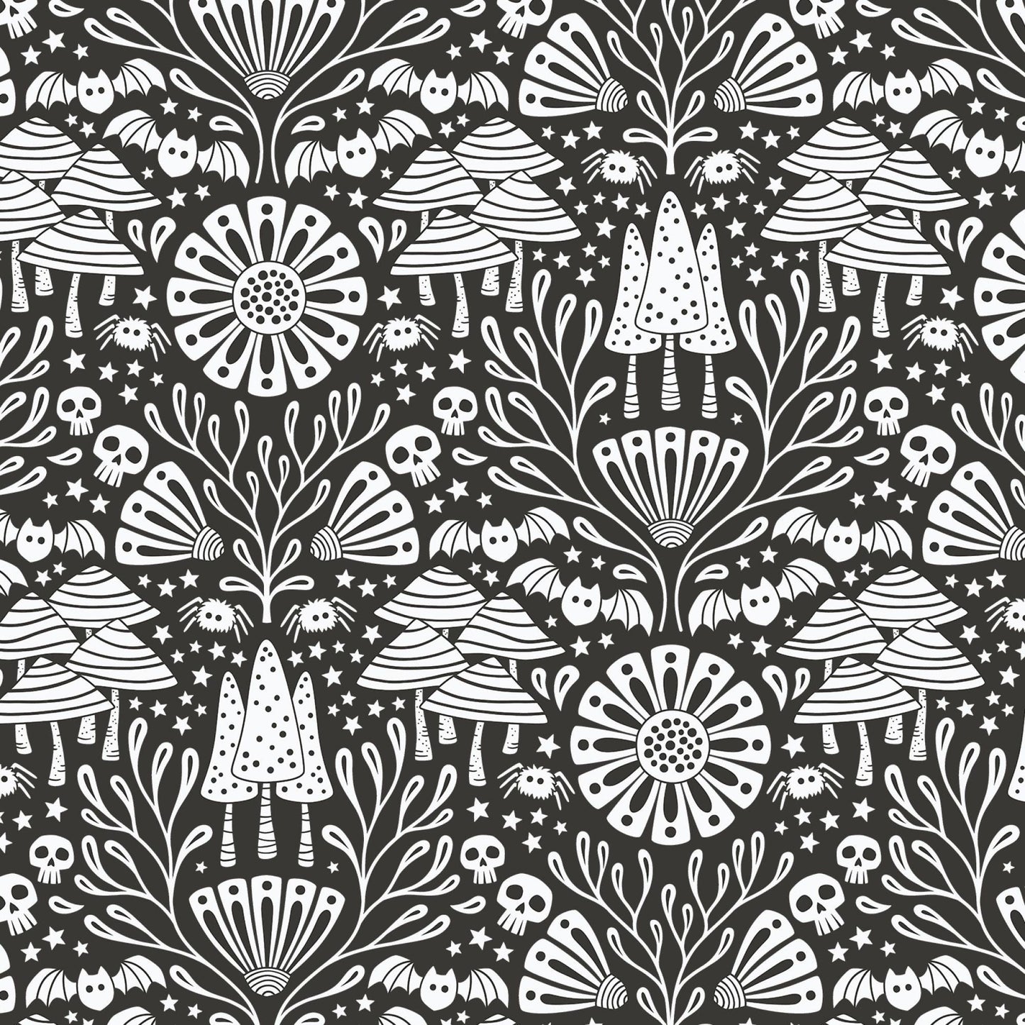 Gothic Whimsy Halloween Fabric by Cloud 9 Fabrics - Gothic Forest 227994 - sold in 1/2 yard increments, continuously cut