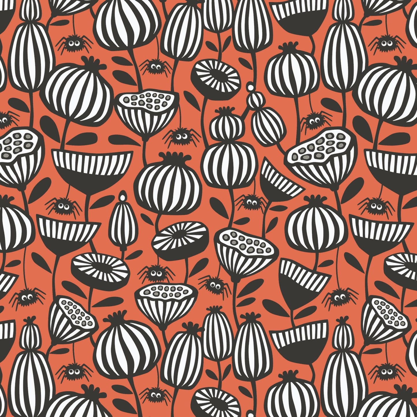 Gothic Whimsy Halloween Fabric by Cloud 9 Fabrics - Spiders Garden 227997 - sold in 1/2 yard increments, continuously cut