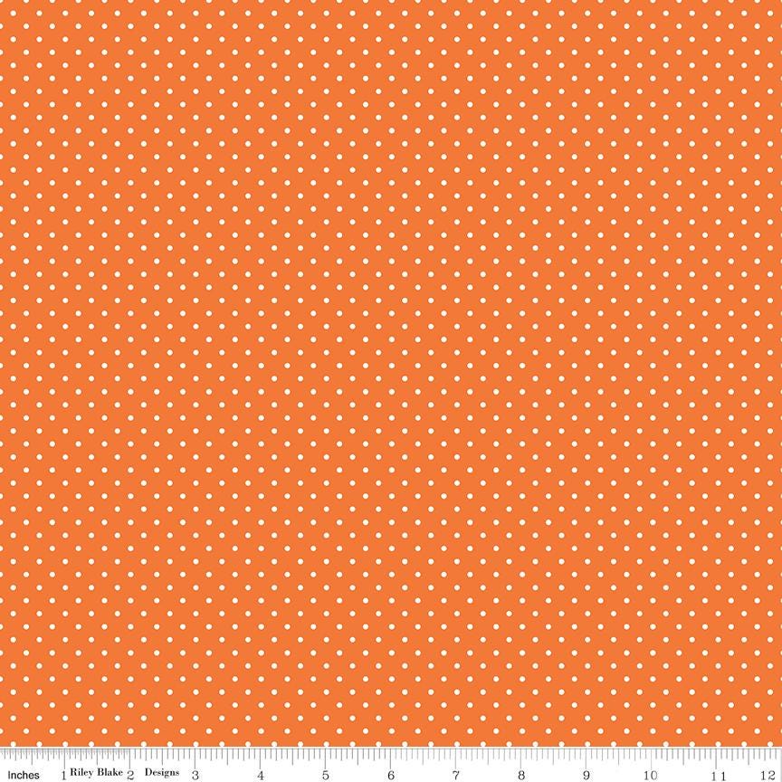 Swiss Dot White on Orange 100% Cotton Quilting Fabric by Riley Blake Designs - C670-60 - Sold in 1/2 yard increments, continuously cut