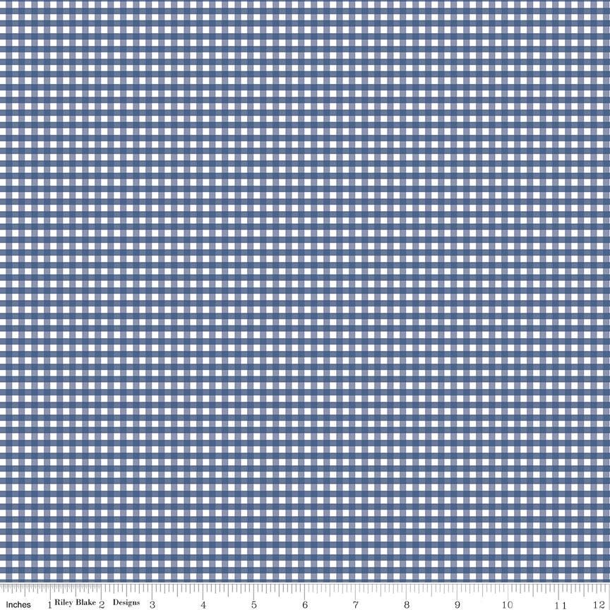 Gingham Denim 1/8" Small 100% Quilting Cotton Basic by Riley Blake Designs - Sold in 1/2 yard increments, continuously cut - C440-21