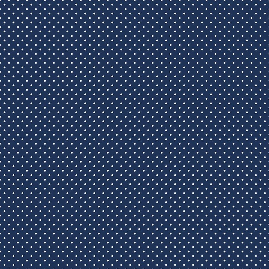Swiss Dot White on Navy Cotton Quilting Fabric by Riley Blake Designs - C670-21 - Sold in 1/2 yard increments, continuously cut