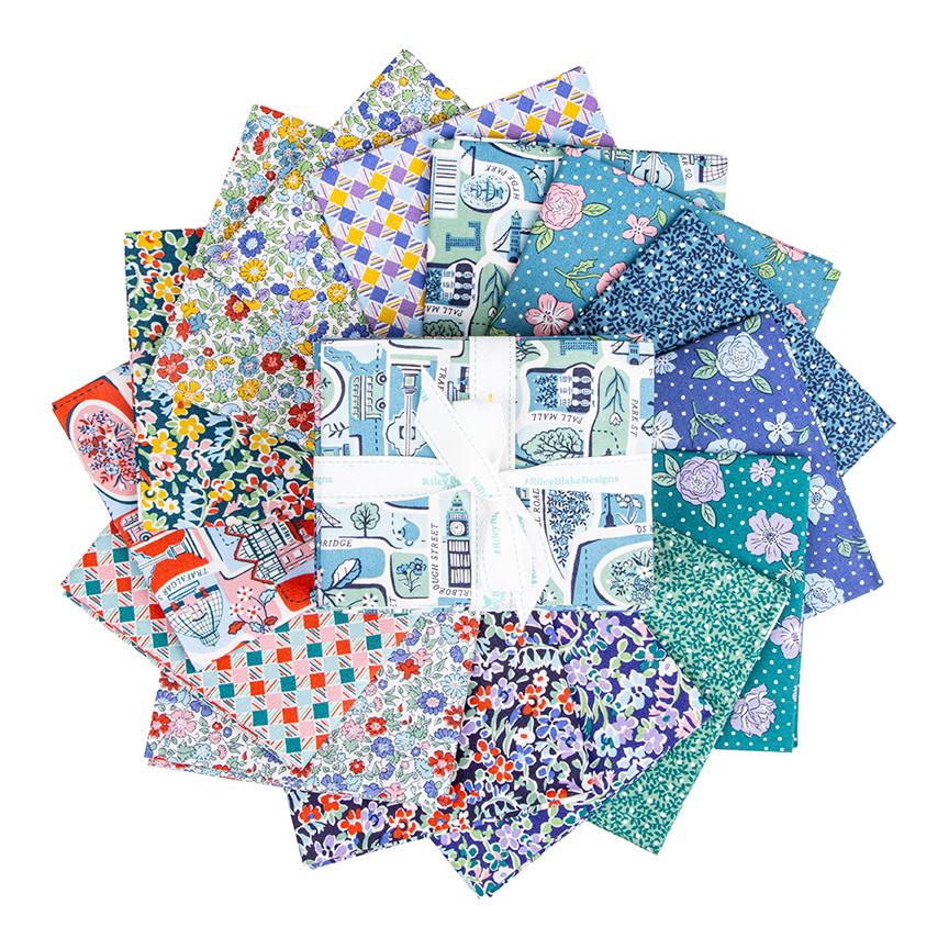 Liberty London Charming City Map Premium Quilting Fabric in blue and green by Riley Blake Designs sold by the 1/2 yard, continuously cut