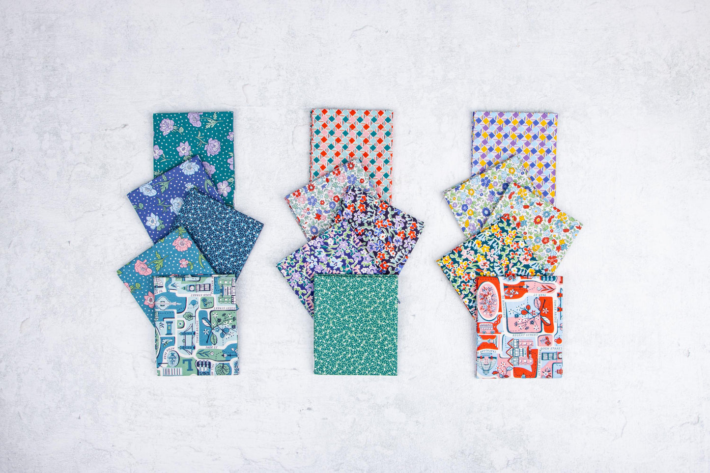 Liberty London Charming City Map Premium Quilting Fabric in blue and green by Riley Blake Designs sold by the 1/2 yard, continuously cut