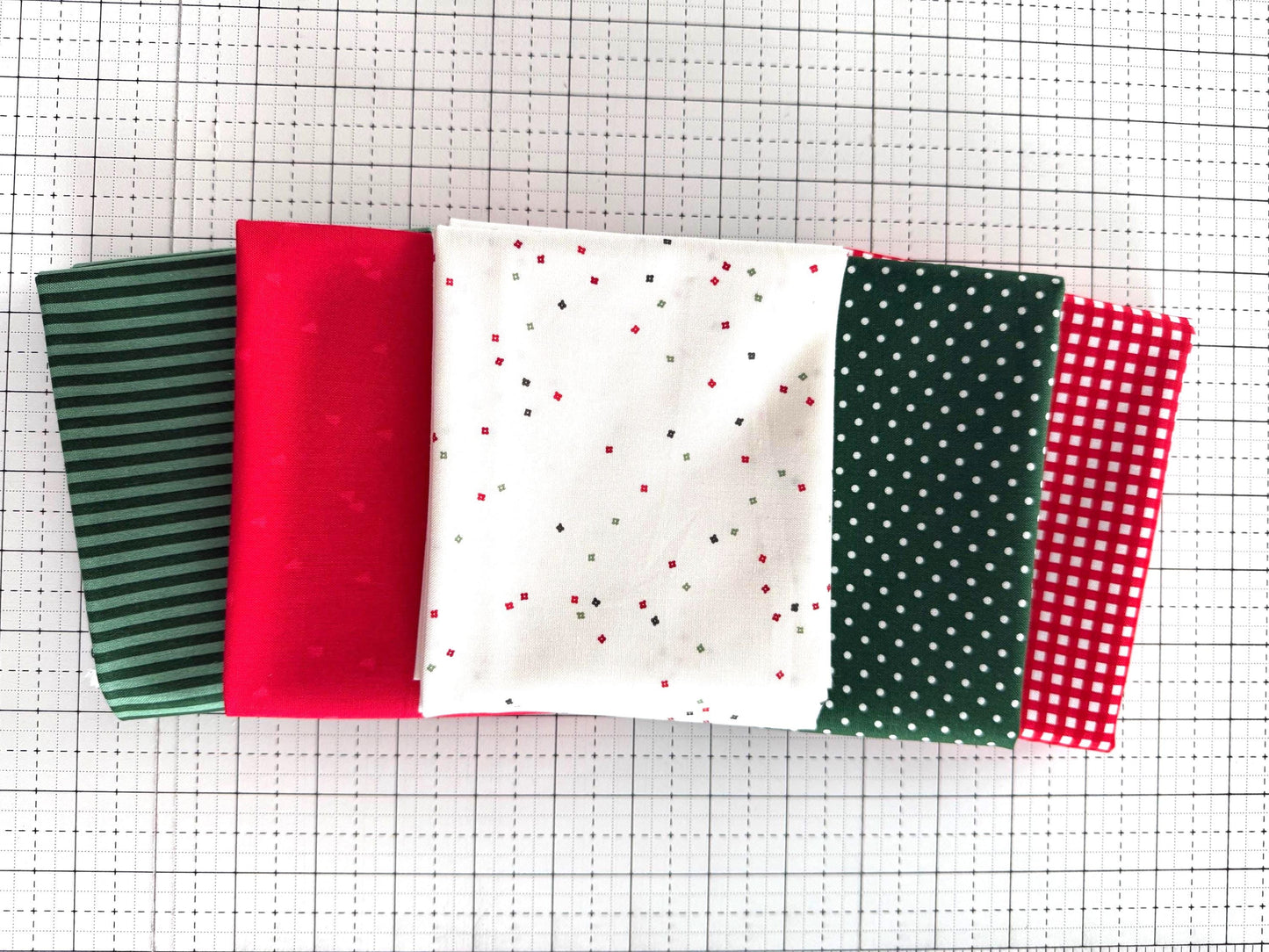 Christmas Basics Fabric Bundle II - 5 Pieces Premium Quilting Cotton - Riley Blake Designs Fabrics - Curated by Lucky Hill Quilts