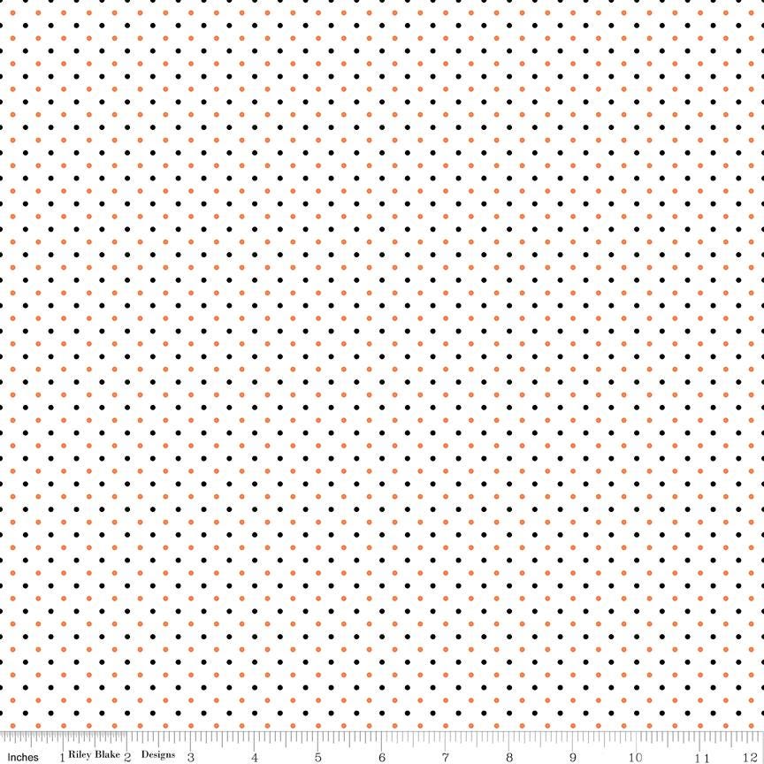 Swiss Dot on White Halloween- 100% Cotton Quilting Fabric by Riley Blake Designs - C660 - Sold in 1/2 yard increments, continuously cut