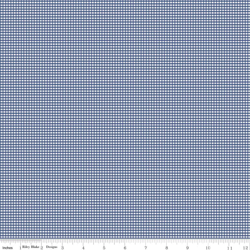 Gingham Denim Mircro - 100% Quilting Cotton Basic by Riley Blake Designs - Sold in 1/2 yard increments, continuously cut - C455