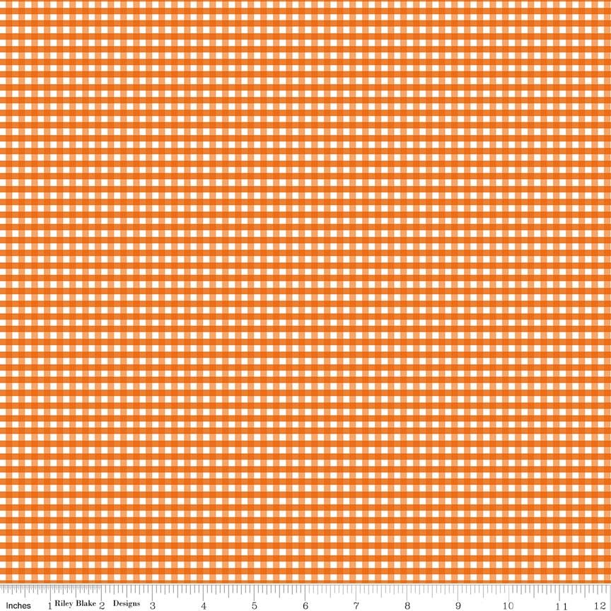 Gingham Orange 1/8" Small 100% Quilting Cotton Basic by Riley Blake Designs - Sold in 1/2 yard increments, continuously cut - C440 Autumn
