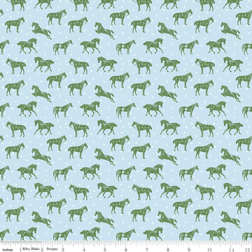 Bluegrass Charm Horses (Multiple Colors) Cotton Quilting Fabric by Melissa Mortenson for Riley Blake - Sold by 1/2 Yard, continuously cut.