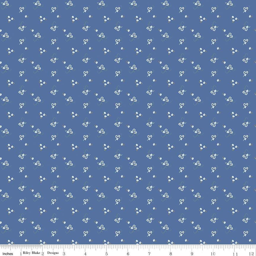 Bluegrass Charm Floral Cotton Quilting Fabric by Melissa Mortenson for Riley Blake - Sold by 1/2 Yard, continuously cut.