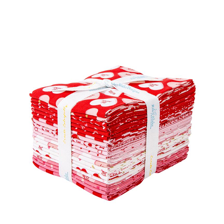 Sweetheart 21 piece Valentine Fat Quarter Bundle 100% Cotton Quilting Fabric by My Mind's Eye for Riley Blake - Each Fat Quarter - 18 X 21"
